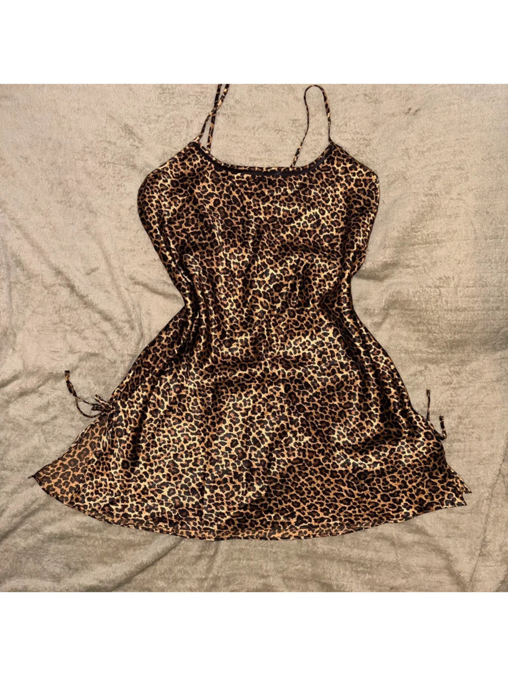 Leopard Print Slitted bottom y2k 2000’s slip dress